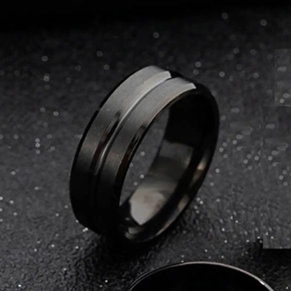 Anel Masculino 8mm Tungstênio Preto